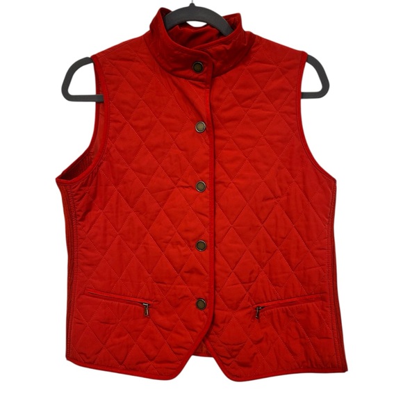 Talbots Jackets & Blazers - Talbots Quilted Vest Sleeveless Pockets Snap Front Rust Orange Size S Petite